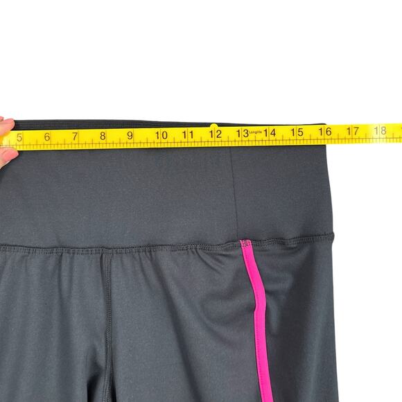 LIVI Dark Gray High-Waisted Pink Piping Curved Hem Athletic Leggings 14/16 - Picture 5 of 7